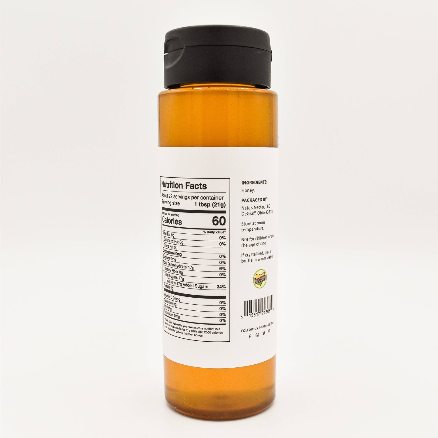 Natural Raw Honey, Plastic Squeeze Bottle